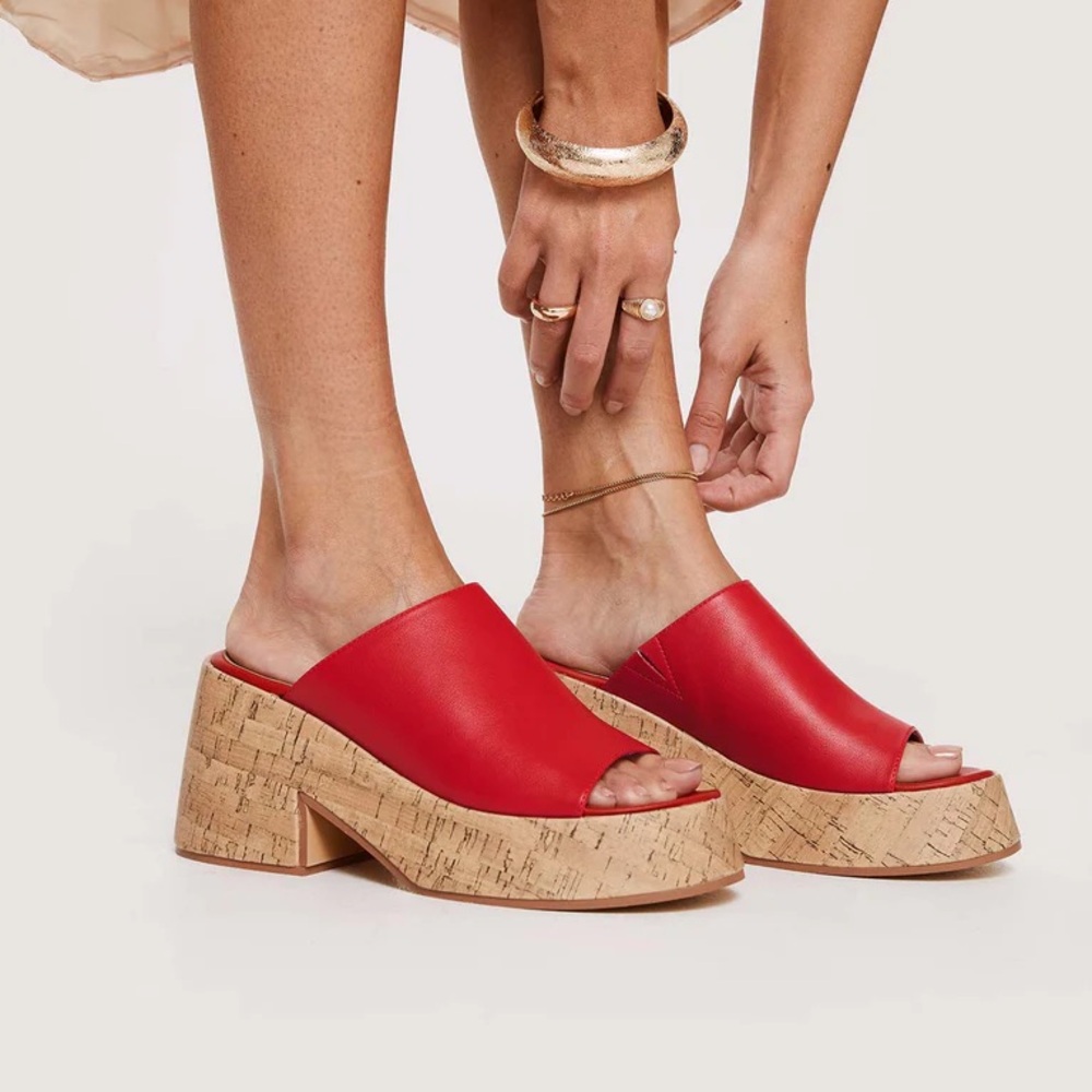 JESSICA MULE HEELS RED